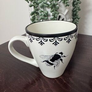 Cost Plus World Market Black and White Bee Mug
